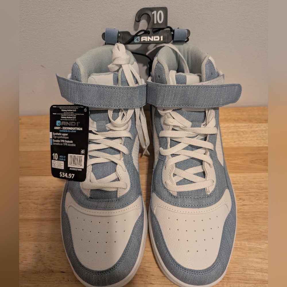 AND1 Womens High-Top Sneakers - Blue and White Brand New with tag Size 10